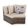 GO 8-piece Outdoor Wicker Sofa Set, Rattan Sofa Lounger with Colorful Pillows, Conversation Sofa, For Patio, Garden, Deck, Brown Wicker, Beige Cushion