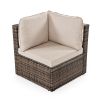 GO 8-piece Outdoor Wicker Sofa Set, Rattan Sofa Lounger with Colorful Pillows, Conversation Sofa, For Patio, Garden, Deck, Brown Wicker, Beige Cushion