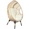 Patio PE Wicker Egg Chair Model 4 with Natural Color Rattan Beige Cushion and Side Table