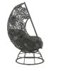 ACME Hikre Patio Lounge Chair & Side Table, Clear Glass, Charcoal Fabric & Black Wicker