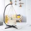 Hanging Hammock Chair with 330 Pound Capacity and Cotton Rope Handwoven Tassels Design