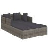 Sunbed with Cushions Gray 71.7" x 46.5" x 24.8" Poly Rattan