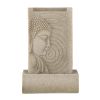 14 Inch Indoor Buddha Water Fountain, Poly-resin Tabletop Fountain with LED Light