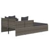 Sunbed with Cushions Gray 71.7" x 46.5" x 24.8" Poly Rattan