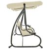 Outdoor Swing Bench with Canopy Sand White