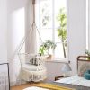 Hanging Hammock Chair with 330 Pound Capacity and Cotton Rope Handwoven Tassels Design