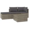 4 Piece Patio Lounge Set with Cushions Gray Poly Rattan