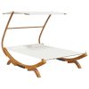 Patio Lounge Bed with Canopy 65" x 79.9" x 54.3" Solid Bent Wood Cream