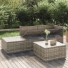 4 Piece Patio Lounge Set with Cushions Gray Poly Rattan