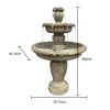 48 Inch Outdoor Concrete Floor Water Fountain with Submersible Electric Pump for Yard Patio Lawn Decor