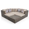 GO 8-piece Outdoor Wicker Sofa Set, Rattan Sofa Lounger with Colorful Pillows, Conversation Sofa, For Patio, Garden, Deck, Brown Wicker, Beige Cushion