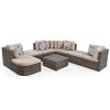 GO 8-piece Outdoor Wicker Sofa Set, Rattan Sofa Lounger with Colorful Pillows, Conversation Sofa, For Patio, Garden, Deck, Brown Wicker, Beige Cushion