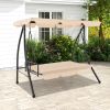 2-Seat Outdoor Convertible Swing Chair with Flat Bed and Adjustable Canopy