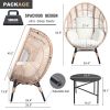 Patio PE Wicker Egg Chair Model 2 with Natural Color Rattan Beige Cushion and Side Table