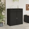 Patio Storage Cabinet Black 41.3" x 21.7" x 44.5" Poly Rattan