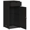 Patio Storage Cabinet Black 21.7" x 21.7" x 43.7" Poly Rattan