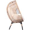 Patio PE Wicker Egg Chair Model 2 with Natural Color Rattan Beige Cushion