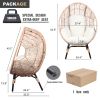 Patio PE Wicker Egg Chair Model 3 with Natural Color Rattan Beige Cushion