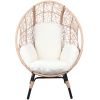 Patio PE Wicker Egg Chair Model 3 with Natural Color Rattan Beige Cushion