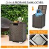 32 x 20 Inch Propane Rattan Fire Pit Table Set with Side Table Tank and Cover