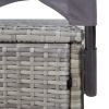 Double Sun Lounger with Canopy Poly Rattan Gray