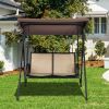 2-Person Patio Swing with Adjustable Canopy and 2 Storage Pockets