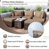 TOPMAX 6-Piece Patio Outdoor Conversation Round Sofa Set, PE Wicker Rattan Separate Seating Group with Coffee Table, Brown