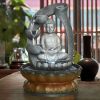 11 Inch Buddha Fountain Fengshui Indoor Tabletop Decorative Waterfall Kit with Submersible Pump for Office and Home Decor