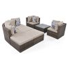 GO 8-piece Outdoor Wicker Sofa Set, Rattan Sofa Lounger with Colorful Pillows, Conversation Sofa, For Patio, Garden, Deck, Brown Wicker, Beige Cushion