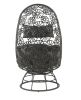 ACME Hikre Patio Lounge Chair & Side Table, Clear Glass, Charcoal Fabric & Black Wicker