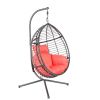 Swing Egg Chair With Stand, High-Quality Modern Design, 37.4" x 37.4" x 76.77" (Red)