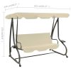 Outdoor Swing Bench with Canopy Sand White