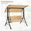 3-Seat Outdoor Porch Swing with Adjustable Canopy and Padded Cushions