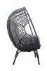 Patio PE Wicker Egg Chair Model 3 with Black Color Rattan Grey Cushion and Side Table