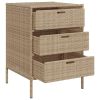 Patio Storage Cabinet Beige 21.7" x 23.2" x 31.5" Poly Rattan