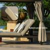 Direct Wicker 2-Person Outdoor Patio Sunbed Steel Lounge With Canopy and Curtain