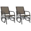 3 Piece Garden Glider Lounge Set Brown Textilene and Steel