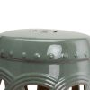 Outsunny 14" x 17" Ceramic Garden Stool with Double-Coin Knotted Ring Design & Strong Glazed Material, Decorative End Table, Home Collection, Green