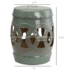 Outsunny 14" x 17" Ceramic Garden Stool with Double-Coin Knotted Ring Design & Strong Glazed Material, Decorative End Table, Home Collection, Green