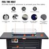 VEVOR Gas Fire Pit Table, 43" 50,000 BTU, Propane Outdoor Wicker Patio Fire Pits with Carbon Steel Tabletop, Lava Rock, Glass Wind Guard, Cover