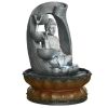 11 Inch Buddha Fountain Fengshui Indoor Tabletop Decorative Waterfall Kit with Submersible Pump for Office and Home Decor