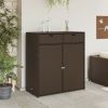 Patio Storage Cabinet Brown 41.3" x 21.7" x 44.5" Poly Rattan