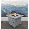 Living Source International 25" H x 30" W Steel Propane/Natural Gas Fire Pit Table (White)