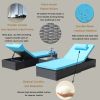 3-Piece Outdoor Patio Furniture Set Chaise Lounge, Patio Reclining Rattan Lounge Chair Chaise Couch Cushioned with Glass Coffee Table, Adjustable Back