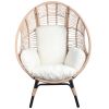 Patio PE Wicker Egg Chair Model 2 with Natural Color Rattan Beige Cushion and Side Table