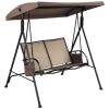 2-Person Patio Swing with Adjustable Canopy and 2 Storage Pockets