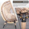 3 Pieces Patio Egg Chairs (Model 2) with Side Table Set, Natural Color PE Rattan and Beige Cushion