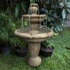 48 Inch Outdoor Concrete Floor Water Fountain with Submersible Electric Pump for Yard Patio Lawn Decor