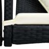 3-Seater Garden Swing Bench with Canopy Poly Rattan Black