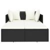 Sunbed with Cushions Black 71.7" x 46.5" x 24.8" Poly Rattan